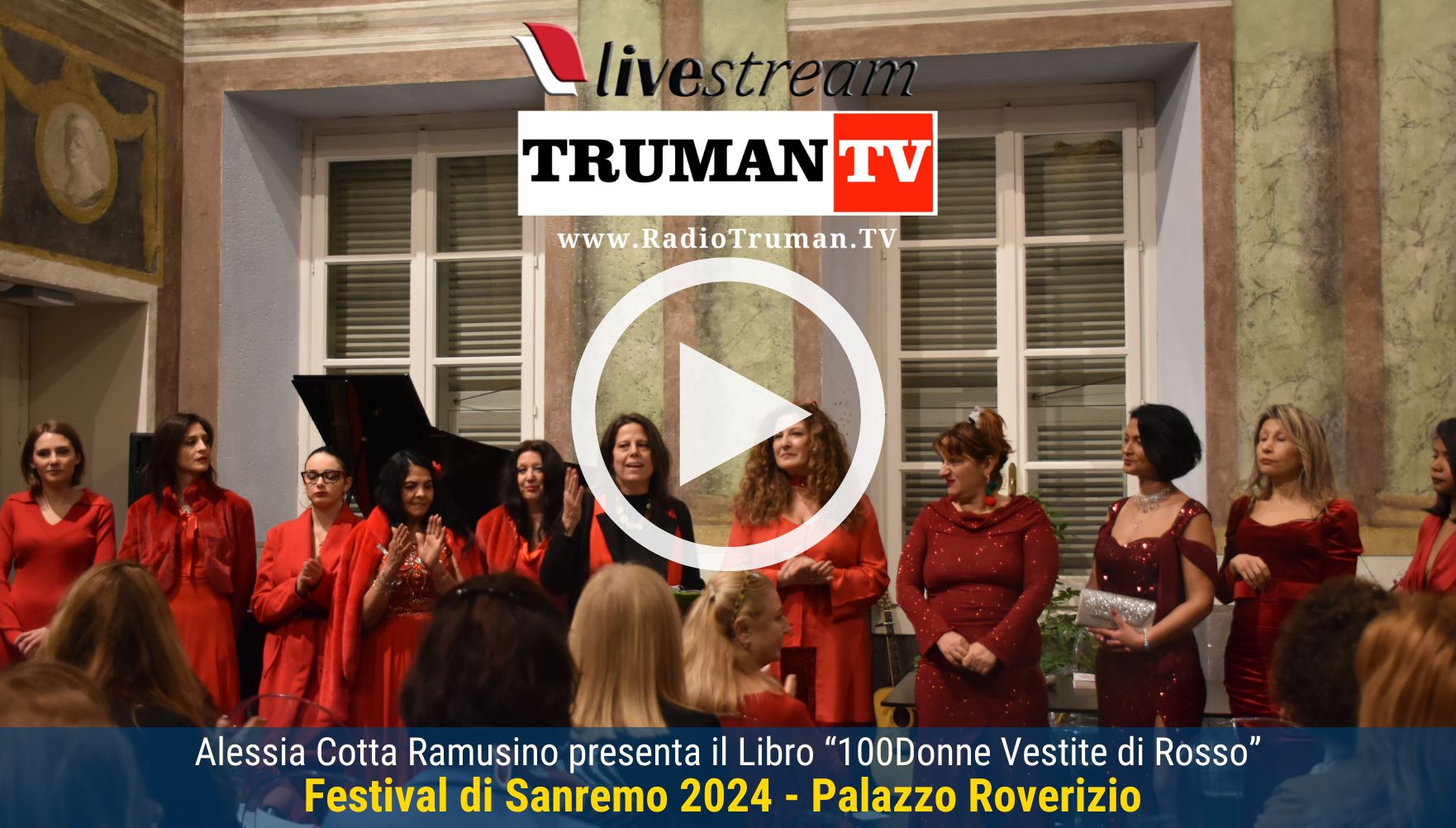Live Streaming Evento a Palazzo Roverizio - Alessia Cotta Ramusino presenta il suo libro 100DonneVestitediRosso - Evento collaterale Festival di Sanremo 2024 (3)