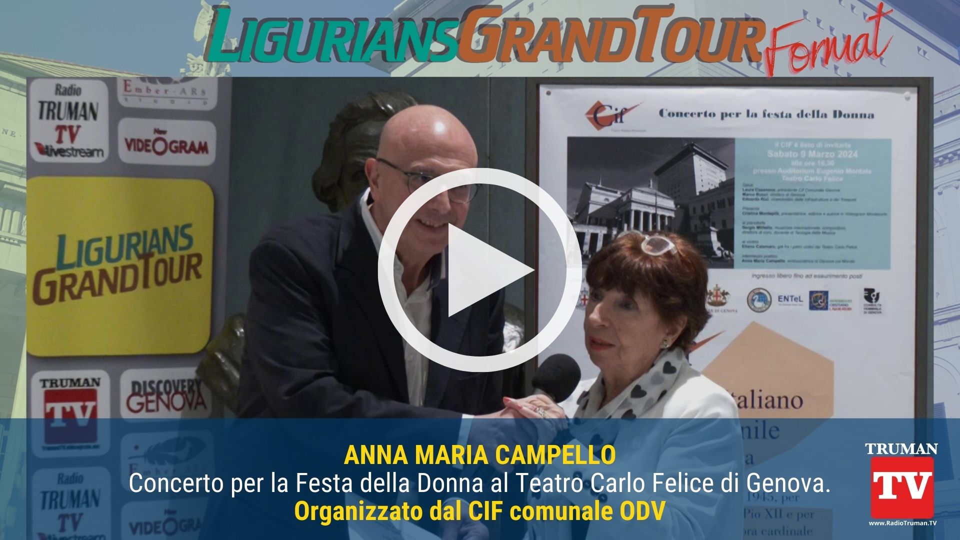 Intervista Cameo dedicato ad Anna Maria Campello. Ospite della puntata dedicata al Concerto al Teatro Carlo Felice di Genova