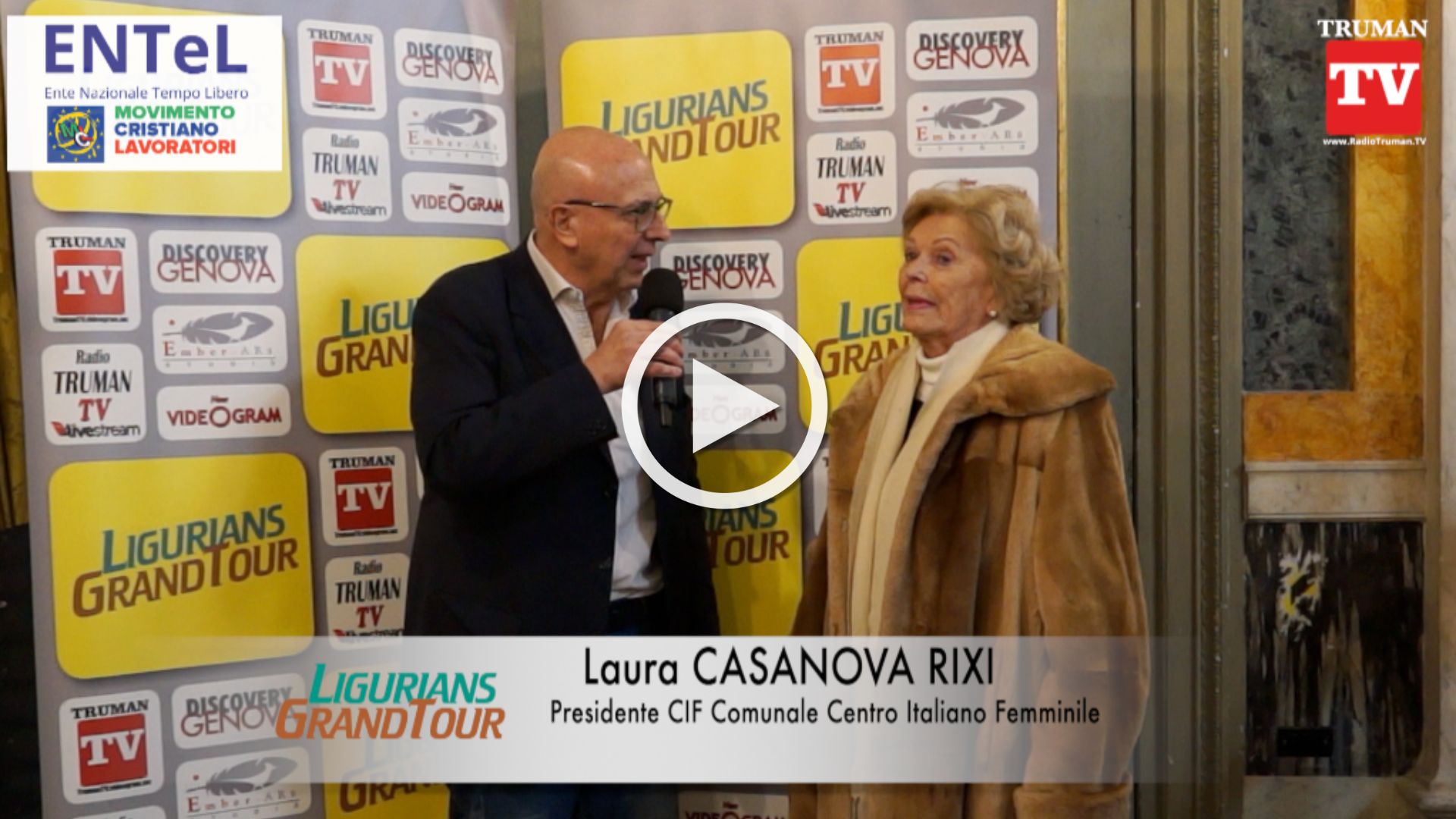 Intervista a Laura Casanova Rixi.Assegnazione riconoscimenti ENTEL a Palazzo Tursi del 07 02 2025