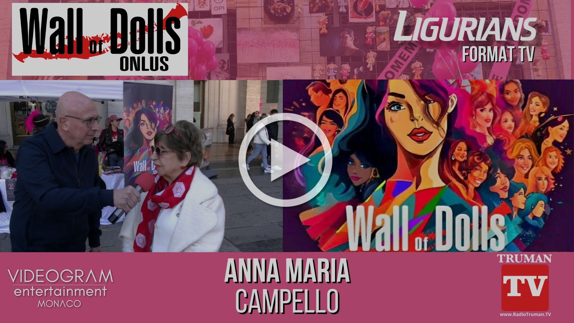 Format Tv Ligurians. Intervento di Anna Maria Campello nell'evento Wall of Dolls Genova