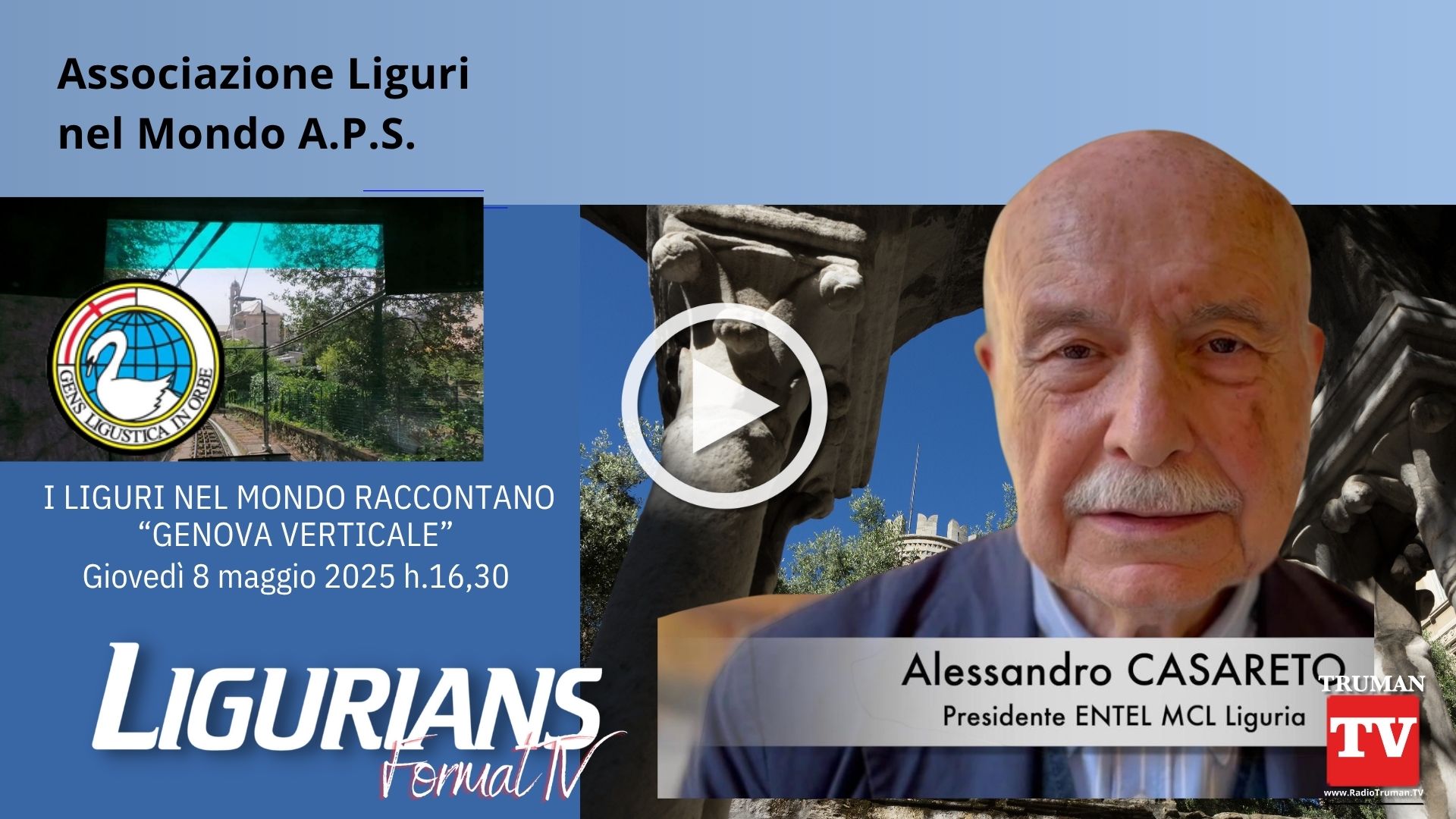 Alessandro Casareto. Genova verticale. Format tv Ligurians. ALM Associazione Liguri nel Mondo 080525