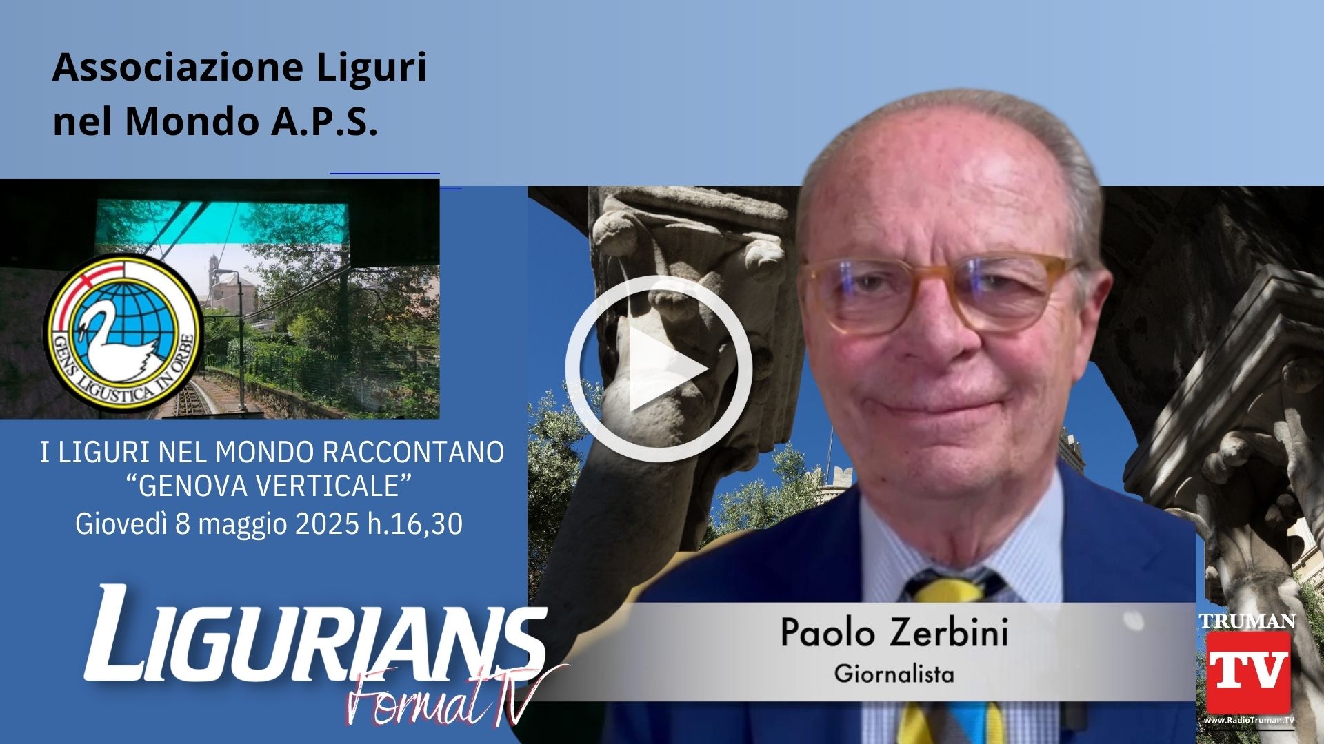 Paolo Zerbini. Genova verticale. Format tv Ligurians. ALM Associazione Liguri nel Mondo 080525 
