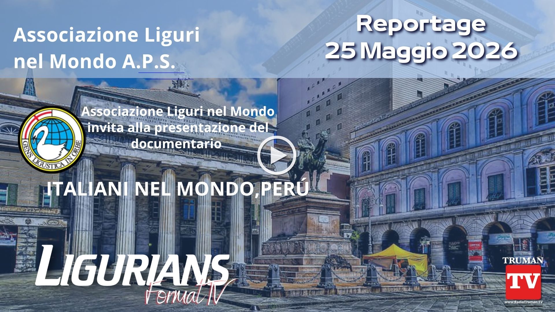 Ligurians. 25 05 26  ALM Associazione dei Liguri nel Mondo organizza la Presentazione del Documentario 